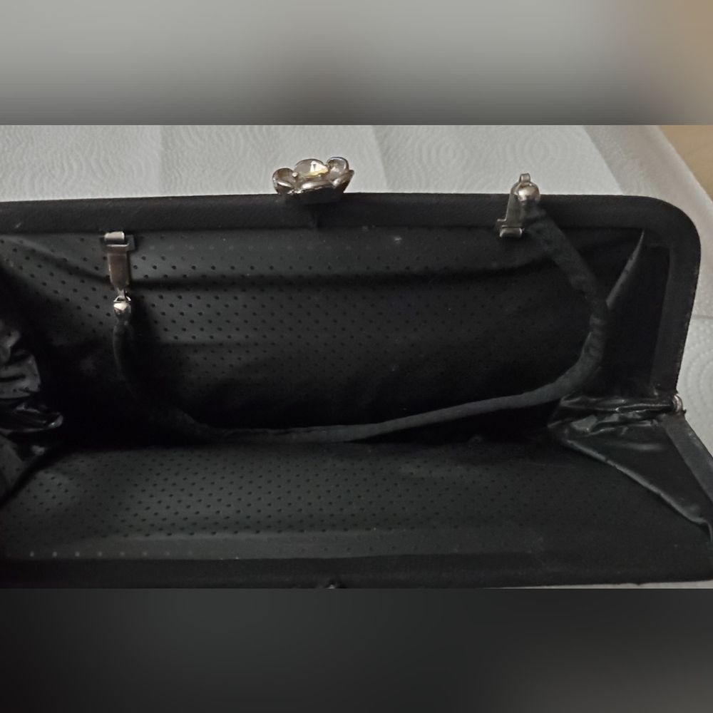 Vintage Black Silky Formal Clutch Purse - Picture 2 of 7